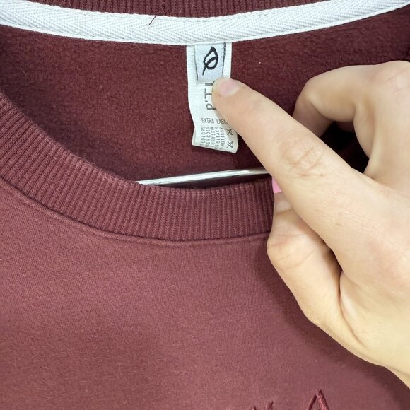 Ptula Sweatshirt Mens XL Red Pullover Fleece Solid Crewneck Kangaroo Pocket - Picture 6 of 9